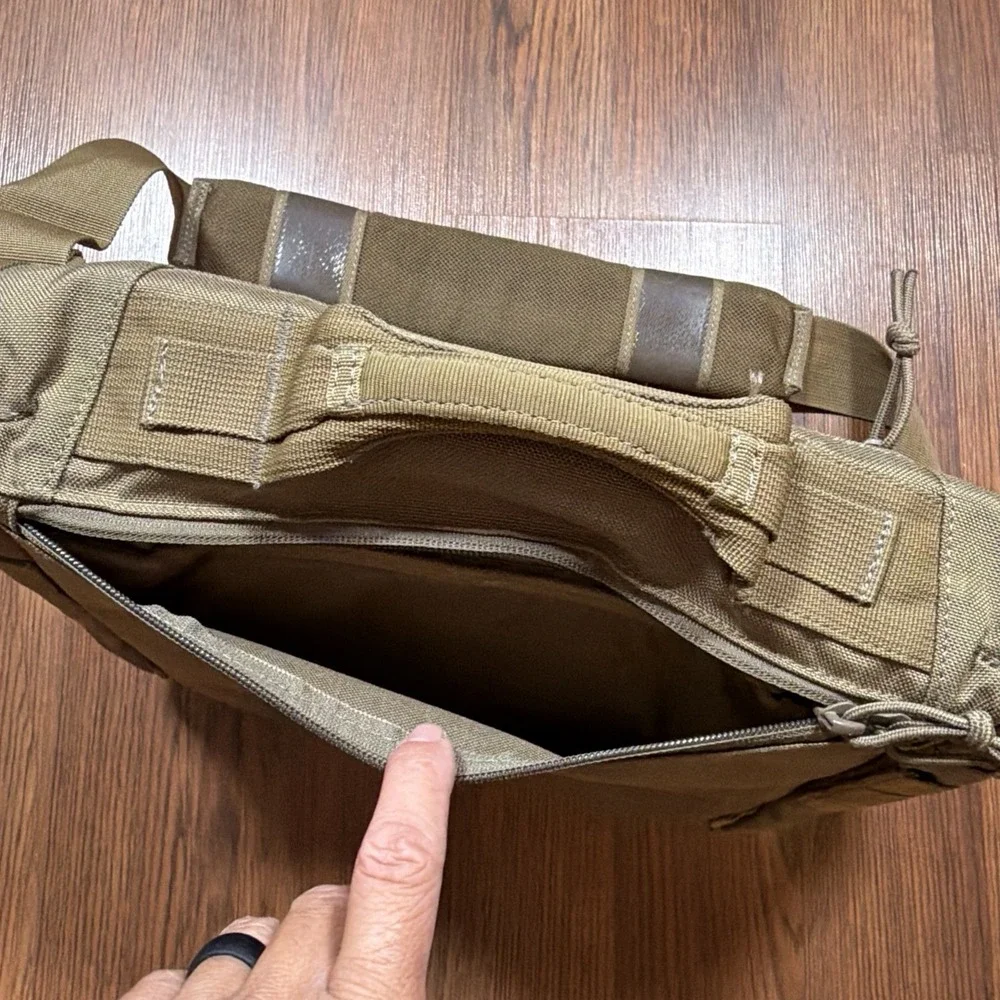 First Tactical Summit Side Satchel Military Messenger Bag Beige Brown Nylon